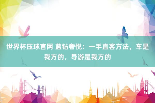 世界杯压球官网 蓝钻奢悦：一手直客方法，车是我方的，导游是我方的