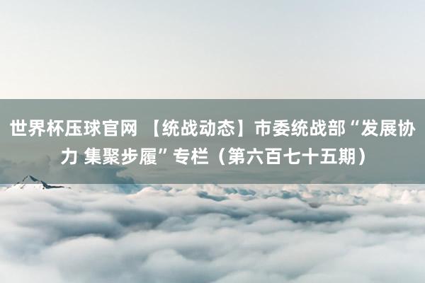 世界杯压球官网 【统战动态】市委统战部“发展协力 集聚步履”专栏（第六百七十五期）
