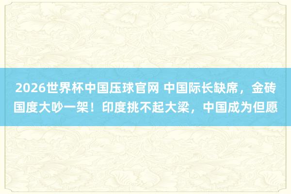 2026世界杯中国压球官网 中国际长缺席，金砖国度大吵一架！印度挑不起大梁，中国成为但愿