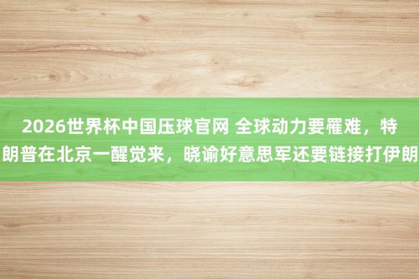 2026世界杯中国压球官网 全球动力要罹难，特朗普在北京一醒觉来，晓谕好意思军还要链接打伊朗
