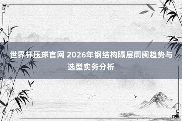 世界杯压球官网 2026年钢结构隔层阛阓趋势与选型实务分析