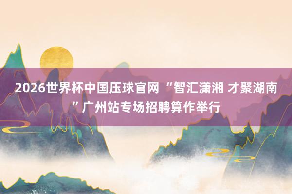 2026世界杯中国压球官网 “智汇潇湘 才聚湖南”广州站专场招聘算作举行