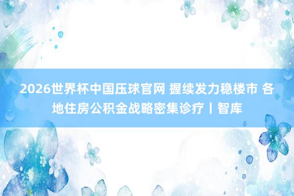 2026世界杯中国压球官网 握续发力稳楼市 各地住房公积金战略密集诊疗丨智库