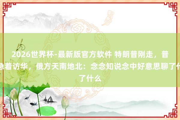 2026世界杯-最新版官方软件 特朗普刚走，普京急着访华，俄方天南地北：念念知说念中好意思聊了什么