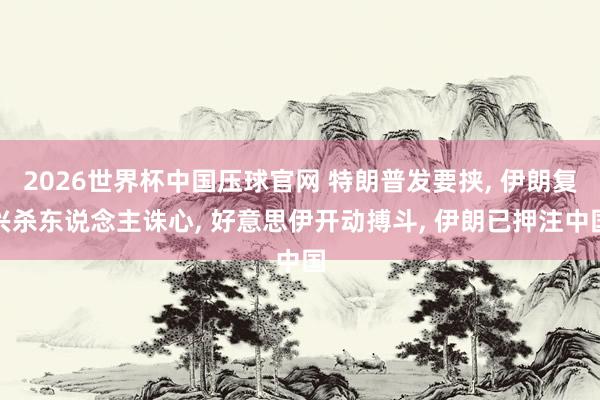 2026世界杯中国压球官网 特朗普发要挟， 伊朗复兴杀东说念主诛心， 好意思伊开动搏斗， 伊朗已押注中国