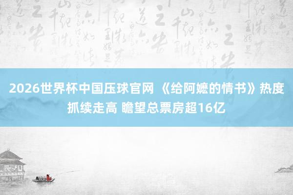 2026世界杯中国压球官网 《给阿嬷的情书》热度抓续走高 瞻望总票房超16亿