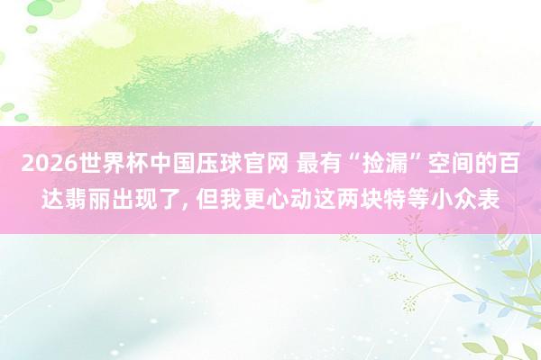 2026世界杯中国压球官网 最有“捡漏”空间的百达翡丽出现了， 但我更心动这两块特等小众表