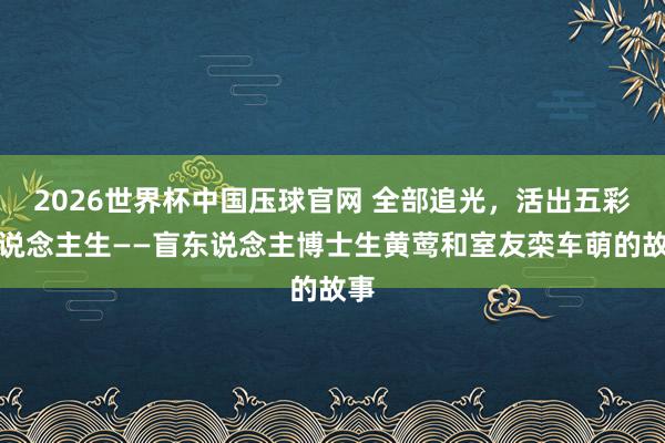 2026世界杯中国压球官网 全部追光，活出五彩东说念主生——盲东说念主博士生黄莺和室友栾车萌的故事