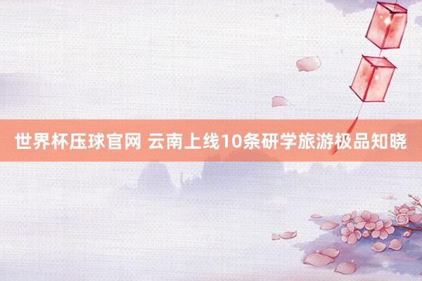 世界杯压球官网 云南上线10条研学旅游极品知晓