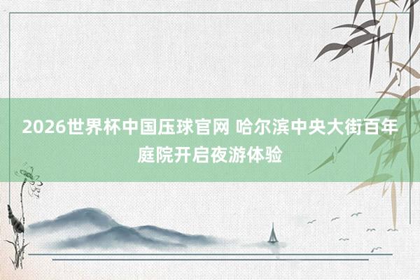 2026世界杯中国压球官网 哈尔滨中央大街百年庭院开启夜游体验