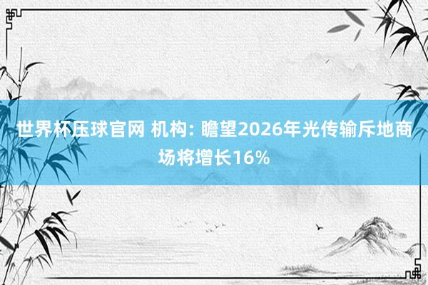 世界杯压球官网 机构: 瞻望2026年光传输斥地商场将增长16%