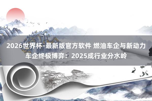 2026世界杯-最新版官方软件 燃油车企与新动力车企终极博弈：2025成行业分水岭