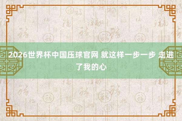 2026世界杯中国压球官网 就这样一步一步 走进了我的心