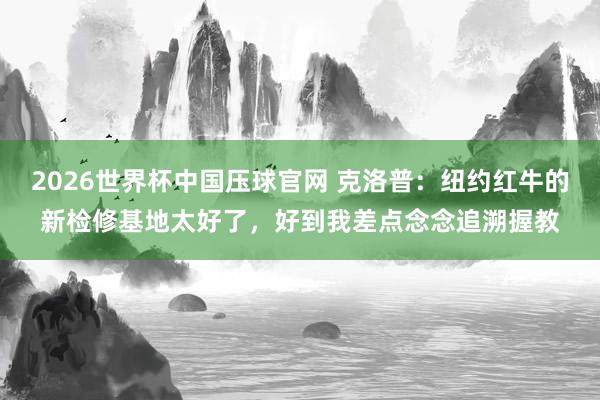 2026世界杯中国压球官网 克洛普：纽约红牛的新检修基地太好了，好到我差点念念追溯握教