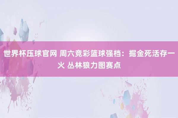 世界杯压球官网 周六竞彩篮球强档：掘金死活存一火 丛林狼力图赛点