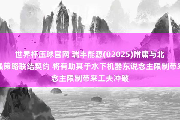 世界杯压球官网 瑞丰能源(02025)附庸与北京汇智顽强策略联结契约 将有助其于水下机器东说念主限制带来工夫冲破