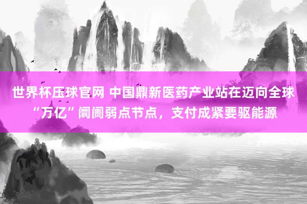 世界杯压球官网 中国鼎新医药产业站在迈向全球“万亿”阛阓弱点节点，支付成紧要驱能源