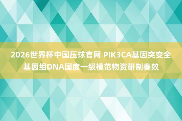 2026世界杯中国压球官网 PIK3CA基因突变全基因组DNA国度一级模范物资研制奏效