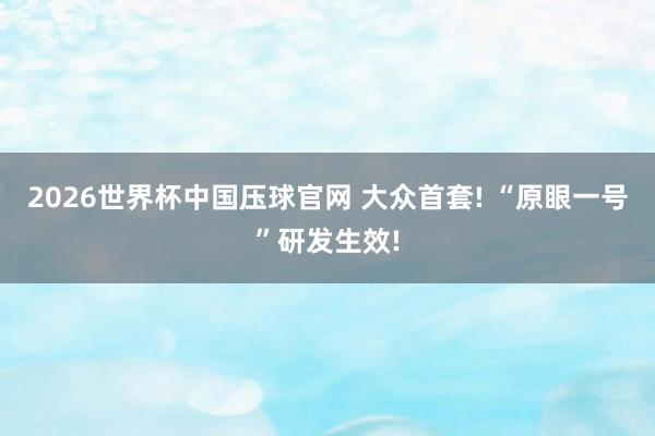 2026世界杯中国压球官网 大众首套! “原眼一号”研发生效!