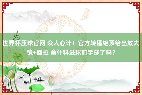 世界杯压球官网 众人心计！官方转播绝顶给出放大镜+回拉 舍什科进球前手球了吗？