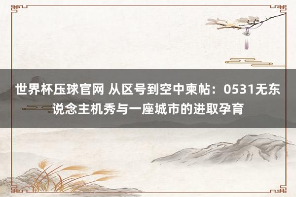 世界杯压球官网 从区号到空中柬帖：0531无东说念主机秀与一座城市的进取孕育