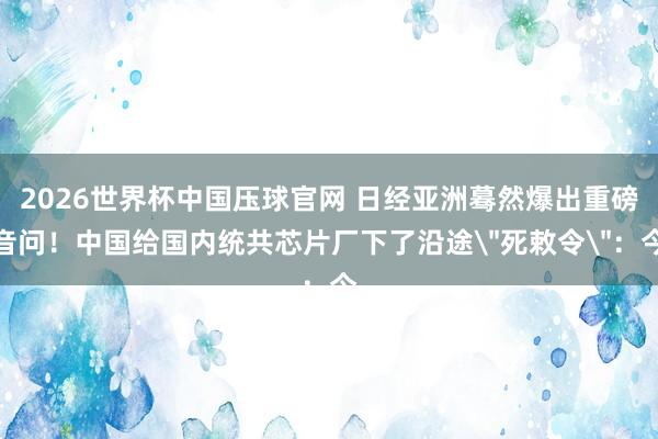 2026世界杯中国压球官网 日经亚洲蓦然爆出重磅音问！中国给国内统共芯片厂下了沿途