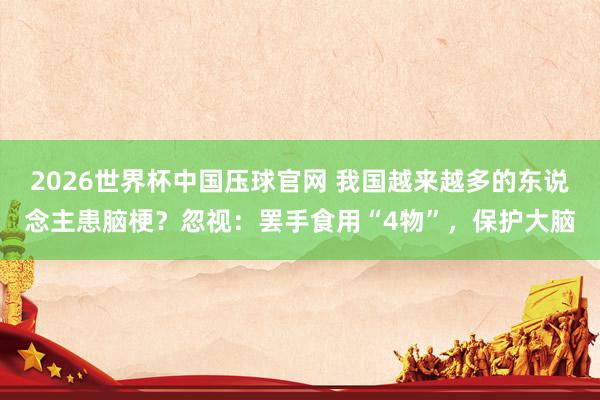 2026世界杯中国压球官网 我国越来越多的东说念主患脑梗？忽视：罢手食用“4物”，保护大脑