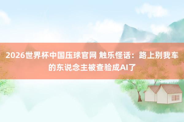 2026世界杯中国压球官网 触乐怪话：路上别我车的东说念主被查验成AI了