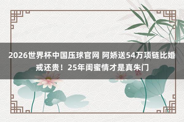 2026世界杯中国压球官网 阿娇送54万项链比婚戒还贵!25年闺蜜情才是真朱门