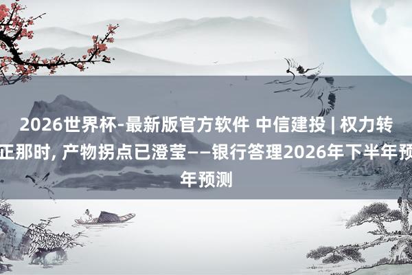 2026世界杯-最新版官方软件 中信建投 | 权力转型正那时， 产物拐点已澄莹——银行答理2026年下半年预测