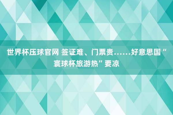 世界杯压球官网 签证难、门票贵……好意思国“寰球杯旅游热”要凉
