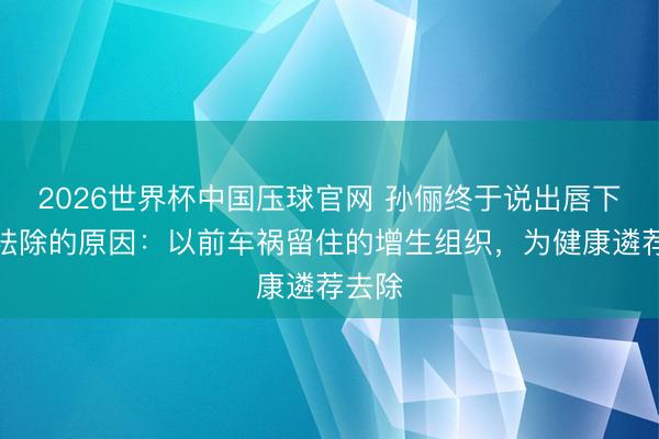 2026世界杯中国压球官网 孙俪终于说出唇下图章袪除的原因：以前车祸留住的增生组织，为健康遴荐去除