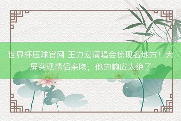 世界杯压球官网 王力宏演唱会惊现名地方!大屏突现情侣亲吻,他的响应太绝了