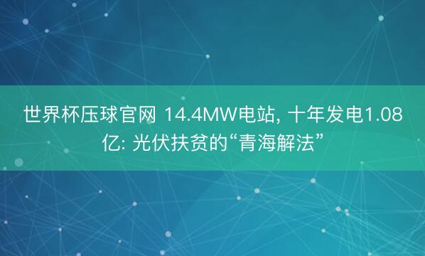 世界杯压球官网 14.4MW电站， 十年发电1.08亿: 光伏扶贫的“青海解法”