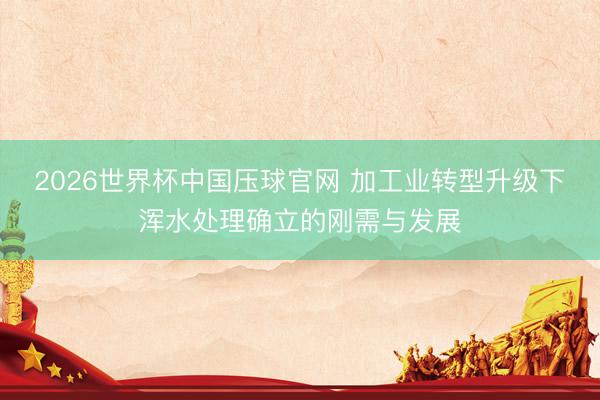 2026世界杯中国压球官网 加工业转型升级下浑水处理确立的刚需与发展