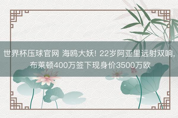 世界杯压球官网 海鸥大妖! 22岁阿亚里远射双响， 布莱顿400万签下现身价3500万欧