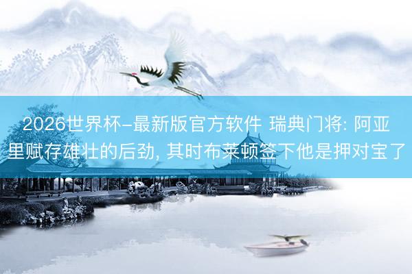 2026世界杯-最新版官方软件 瑞典门将: 阿亚里赋存雄壮的后劲， 其时布莱顿签下他是押对宝了