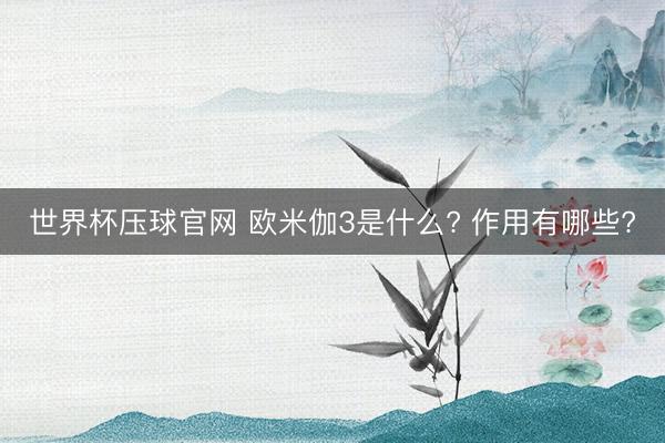 世界杯压球官网 欧米伽3是什么? 作用有哪些?