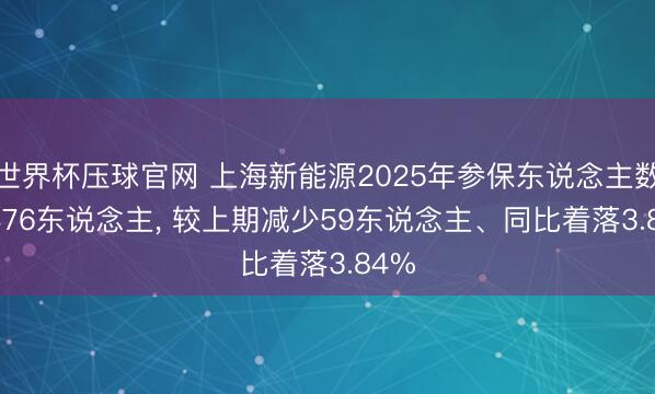 世界杯压球官网 上海新能源2025年参保东说念主数1, 476东说念主, 较上期减少59东说念主、同比着落3.84%
